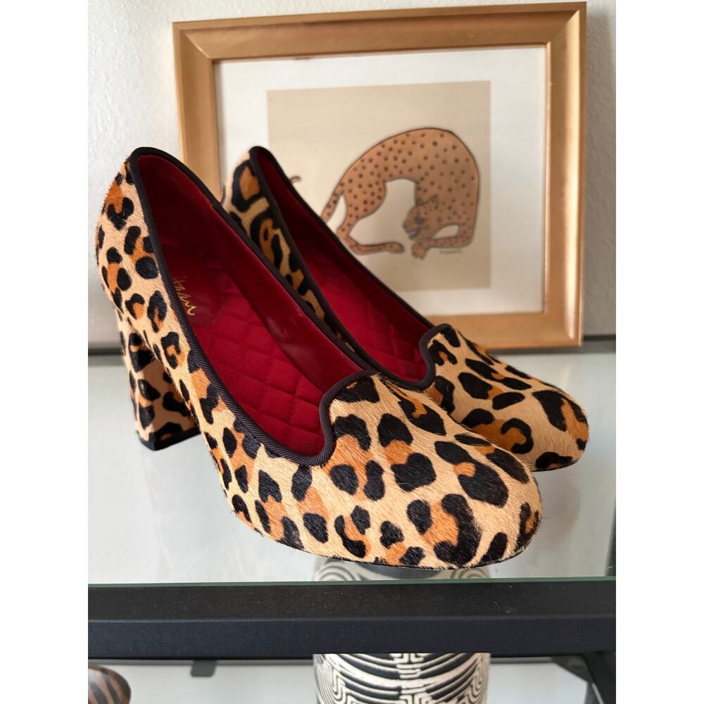 Cole Haan Nike Air Leopard Calf Hair Heels Womens 7B Block Pumps Pony Hair
